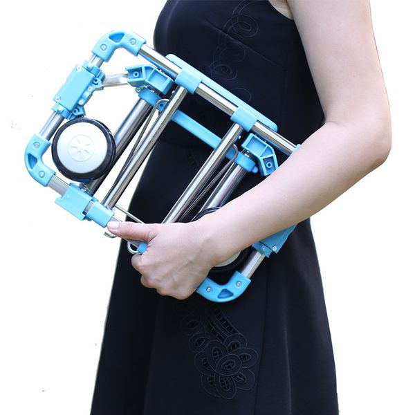 

a4 size folding portable stainless steel rod luggage cart trailer small trolley travel trolleys 30kg loading weight