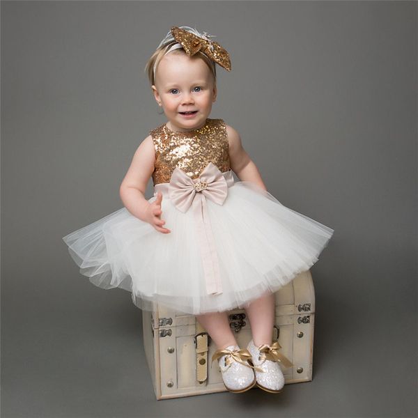 

retail flower girl dresses baby girls princess sequin bowknot party dress wedding gown formal bridesmaid ball gown dress girls tutu dresses, Red;yellow