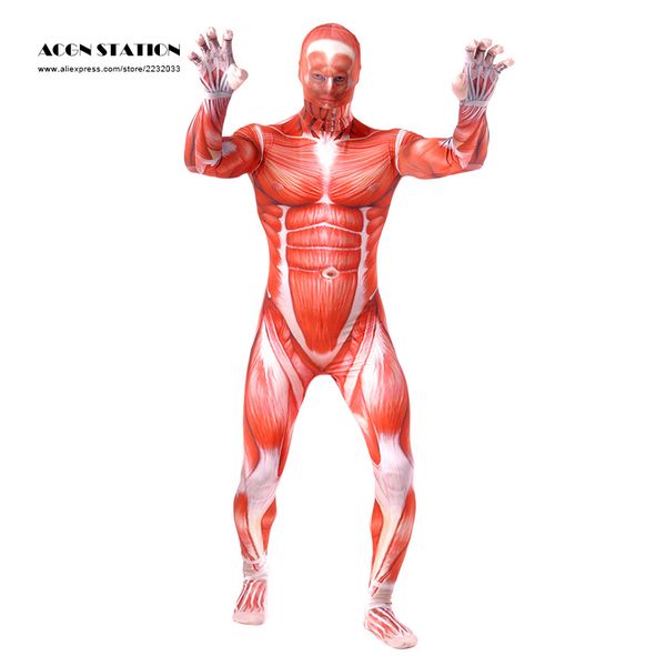 

wholesale-ainclu 2016 red monster lycra spandex zentai with white muscular vein muscle strong look halloween christmas jumpsuit romper, Black