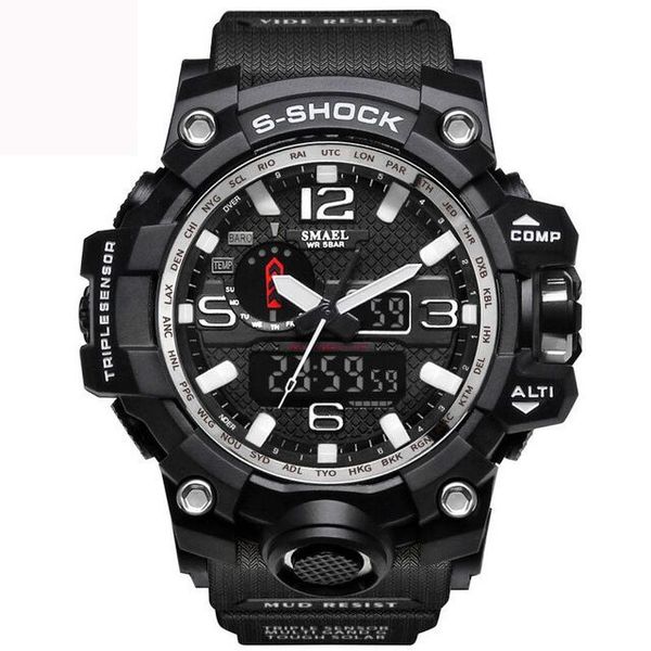 

Мода SMAEL кварцевые часы Dual Time для мужчин светодиодные многофункциональные наручные часы Мужские спортивные светящиеся водонепроницаемые часы