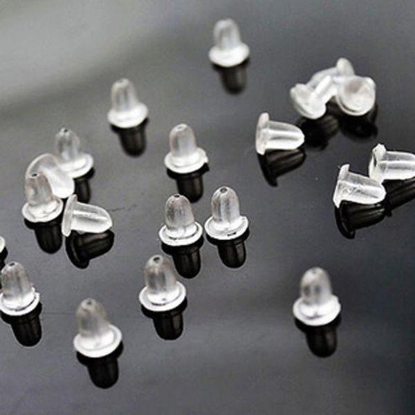 

500 pcs/lot plastic silicone earring backs sers diy jewelry findings components earnuts stud earring plugs accessories, White