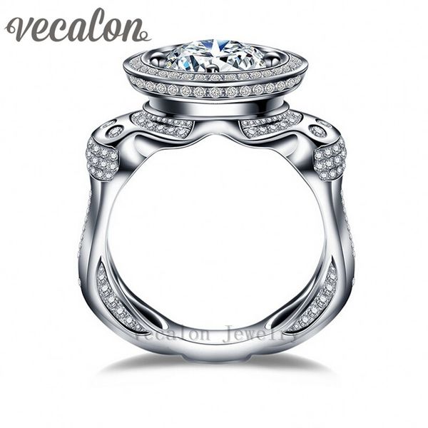

vecalon luxury engagement wedding band ring for men 3ct simulated diamond 220pcs small cz 925 sterling silver male party ring, Slivery;golden