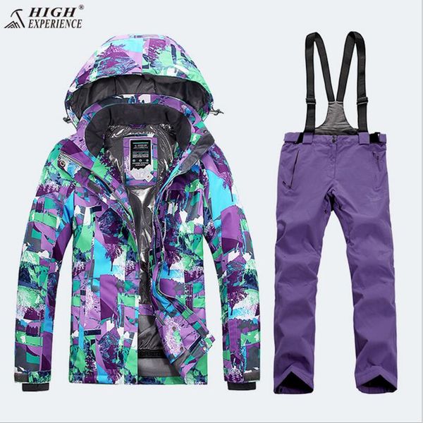 

wholesale- 2018 high experience women ski suit snowboard suit skiing jacket pant thermal thicken waterproof windproof sport wear female set