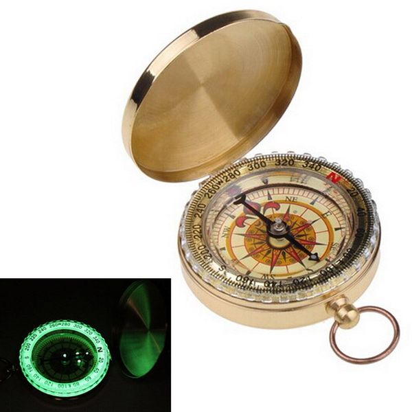 

outdoor sports camping hiking portable brass pocket golden multifunction fluorescence compass navigation new arrival camping tools 2503037