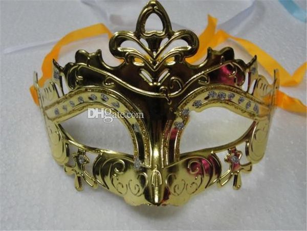 Maschera da donna per uomo Maschere per travestimento di Halloween Mardi Gras Festa da ballo veneziana Maschera placcata oro splendente 6 colori epacket