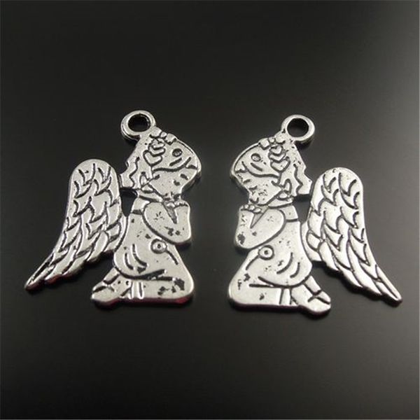 

50pcs antique silver alloy praying angel charms pendants finding 20*16*1mm jewelry making, Bronze;silver