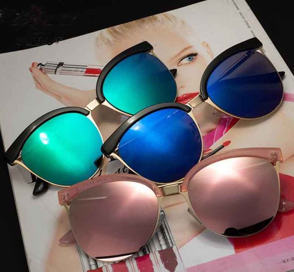 

high-end яркий цвет светоотражающие женские солнцезащитные очки прилив металла с департаментом открытый модные солнцезащитные очки производи, White;black