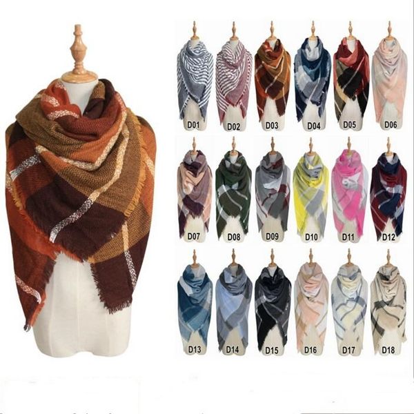 

plaid scarves grid wraps shawl tartan tassels scarf lattice neckchief cashmere muffler fashion winter check pashmina ring blankets b3220, Red;brown