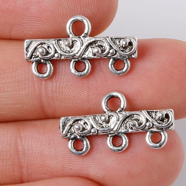 

new 6pcs 10x19mm zinc alloy antique silver three holes connection diy charms pendants jewelry making diy, Bronze;silver