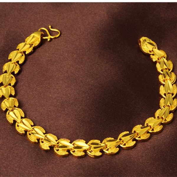 

womens bracelet 18k yellow gold filled heart wrist chain link, Black