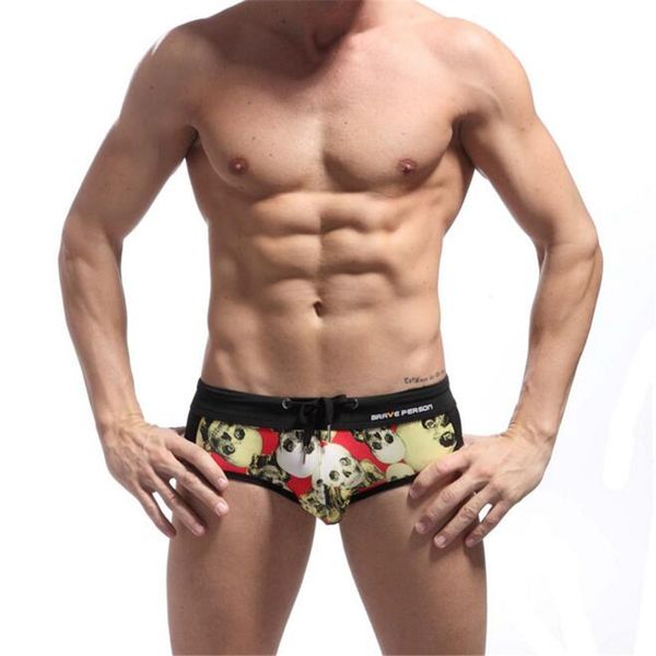 Atacado-Sexy Men's Crânio Imprimir Swimwear, Homens Swimsuits Wear Wear, Natação Briefs Beach Sea Summer Wear Shorts