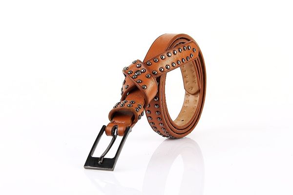 

wholesale- clearance sale fashion women belts boutique rivet decorate pu leather belt women 3 color trend all match, Black;brown