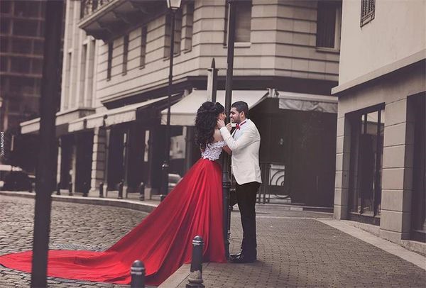 

Off shoulder A-line white and red applique two pieces V-neck Evening Dresses formal Evening Gowns Prom Dresses