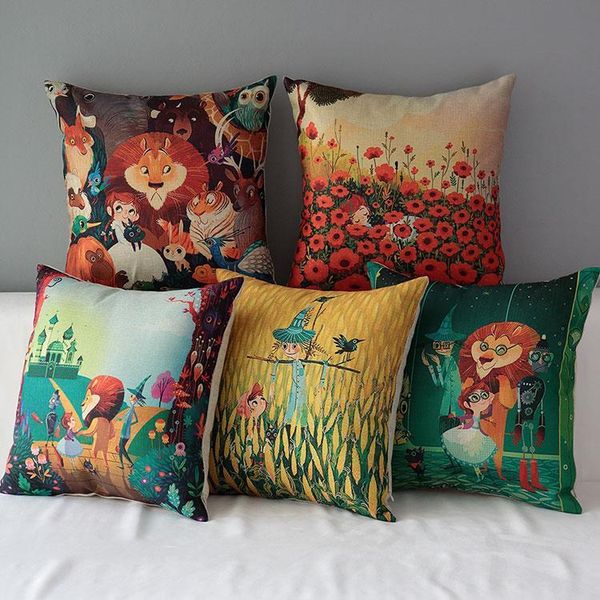 45cm The Lion King Cartoon Cotton Linen Fabric Throw Pillow 18inch Handmade New Home Office Bedroom Decoration Sofa Back Cushion Cushions For Wicker