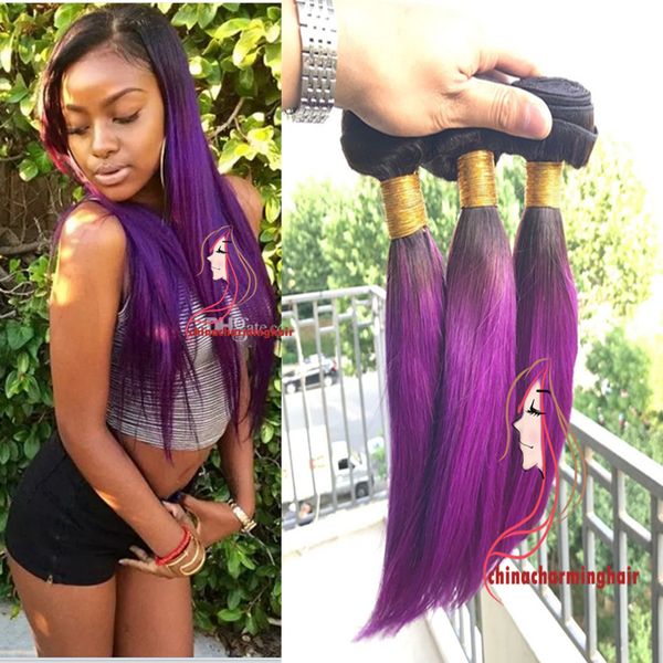 3bundles Ombre Purple Hair Ombre Hair Extensions Two Tone Hair