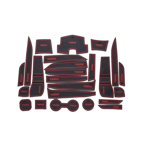 

24pcs non-slip rubber interior car door armrest storage panel mat cup holder slot pad cover sticker for chevrolet trax 2014-2016