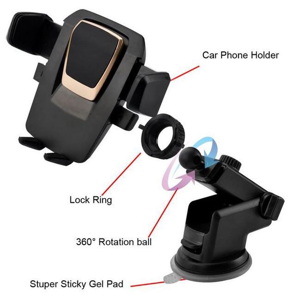 

Ea y one touch 3 car mount univer al phone holder 360 degree uction cup cradle tand holder for iphone x am ung 8 note 8