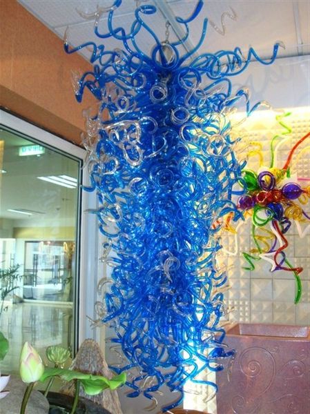 

свободная перевозка груза цвет / размер подгонянный сертификат ce / ul дешевое вися голубое покрашенное стекло освещая semi полную люстру