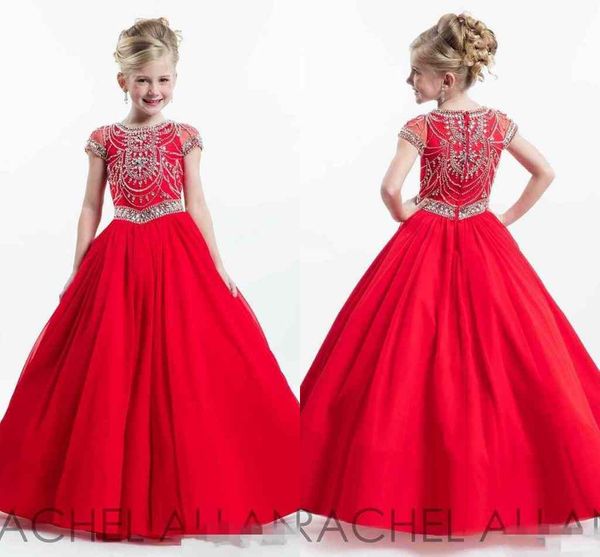 

Glitz 2019 New Rachell Allan Red little Kids Детские театрализованные платья Короткие рукава Бальные платья для малышей Маленькие дети Кристаллы Платье для девочек с цветами