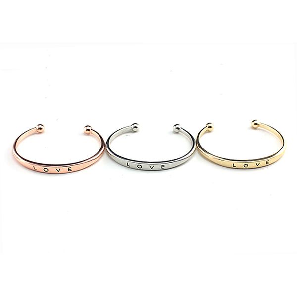

fashion alloy female minimalist love bangles bracelets gold silver rose gold 3 colors jewelry valentine's day gift, Black