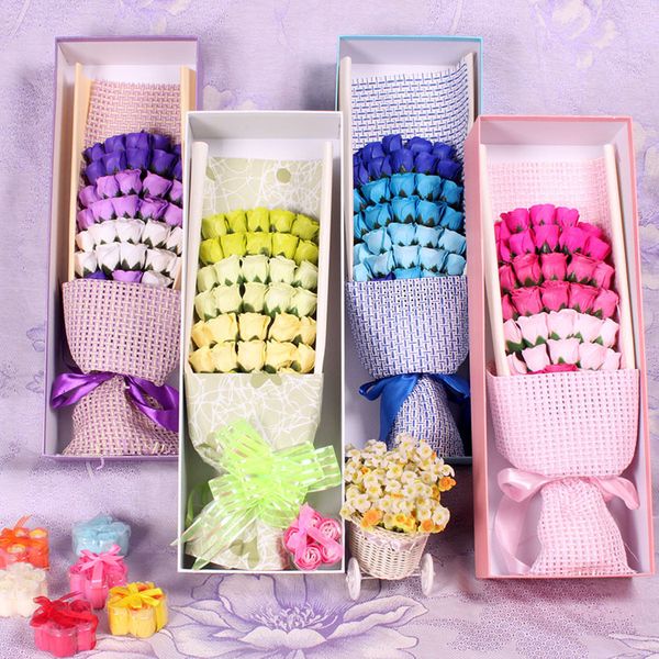 33PCS Seifenblumenstrauß Rosen Geschenkverpackung Blütenblattseife Valentinstagsgeschenk Weihnachtsgeschenk Geburtstagsgeschenk