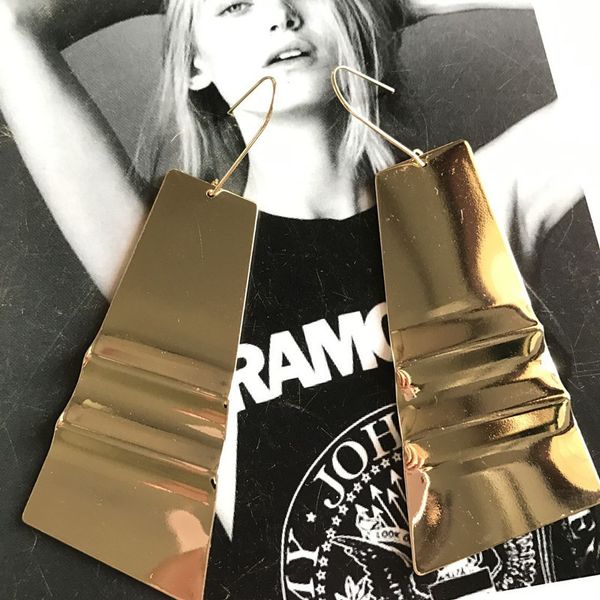 

vintage geometric metal copper dangle earrings for women fashion punk jewelry gold drop earrings pendant simple brincos bijoux, Silver