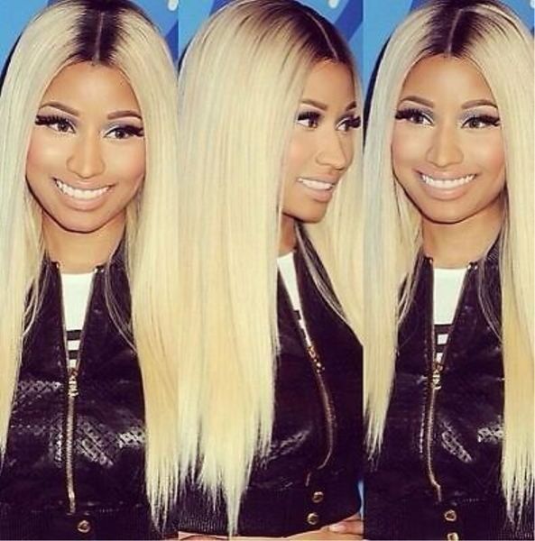 

wholesale glueless synthetic front lace wigs ladies wigs middle part two tone ombre natural straight 180% density blonde ombre wig for sale