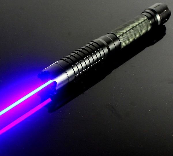 100000 m 5in1 450nm Güçlü güç askeri mavi lazer pointer LED ışık El Feneri kötü lazer meşale Avcılık + 5 caps + şarj + hediye kutusu