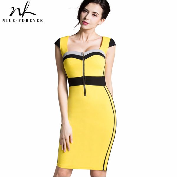 

оптовая продажа-nice-forever лето старинные женские работы установлены платье лоскутное повседневная площадь шеи без рукавов молния шикарный, White;black