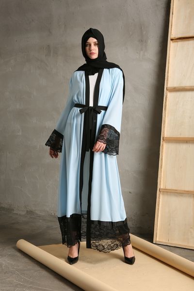 

new arrival plus size muslim women long sleeve lace kaftan dress islamic abaya dress with belt s-2xl, Red