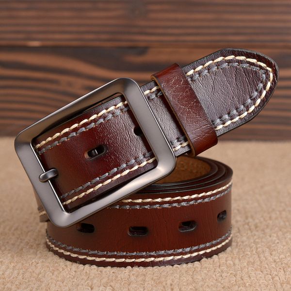 

wholesale- mens genuine leather belt line black buckle designer men casual brown belts style strap for pants 2017, Black;brown