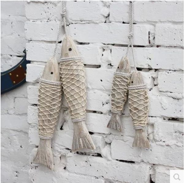 

style mediterranean wooden hanging fish 20*3.5cm village decorated with and handicrafts animal wall decoration marine decor 2pcs/set