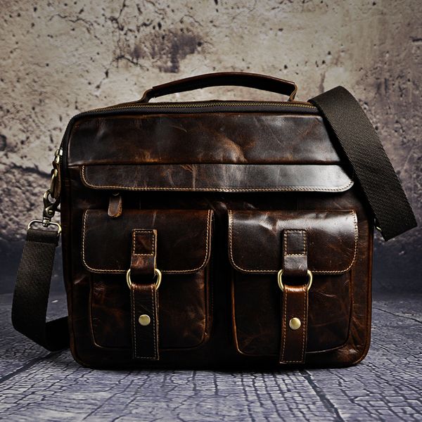 

wholesale- mens genuine real leather antique style briefcases business 13" lapcases attache portfolio bags tote b207