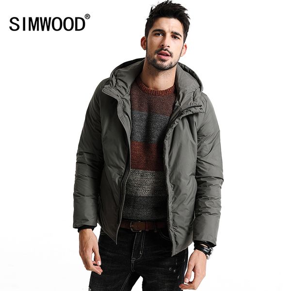 

wholesale- simwood new winter 90% white duck down coats men jacket warm thick slim fit brand clothing yr1002, Black