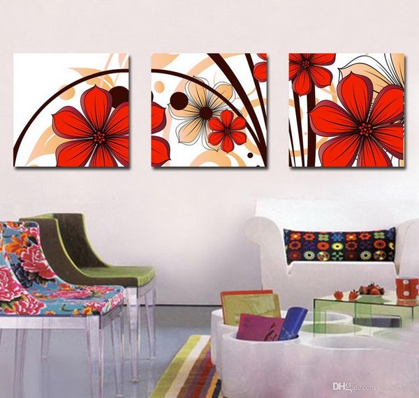 

beautiful flowers abstract floral painting giclee print on canvas home decor wall art set30141