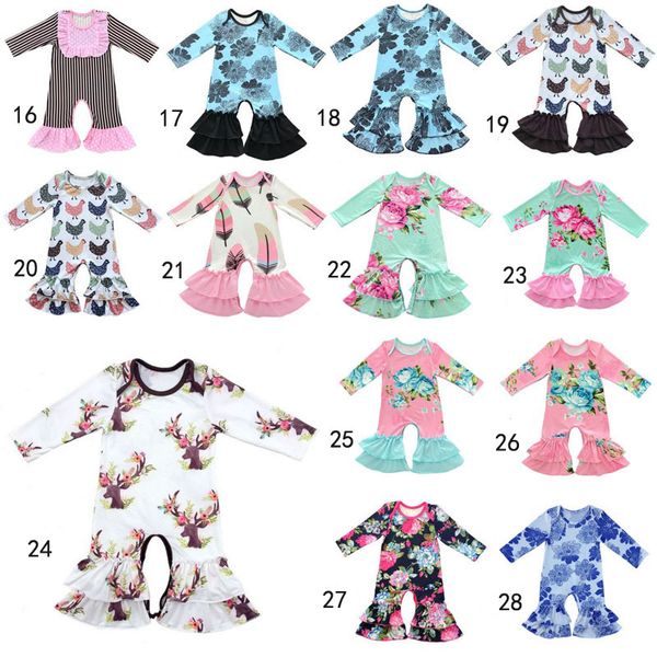 

30 style baby christmas pajamas one piece baby girls rompers floral jumpsuit baby long sleeve romper girl boutique clothing onesies, Blue