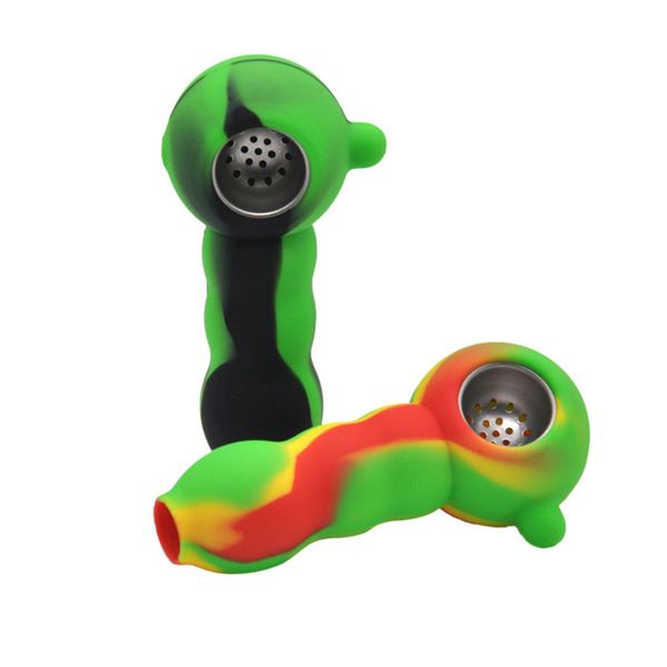 

10pcs Silicone tobacco pipe silicone smoking pipe Hand Spoon Pipe Hookah Bongs silicon oil dab rigs free sbipping