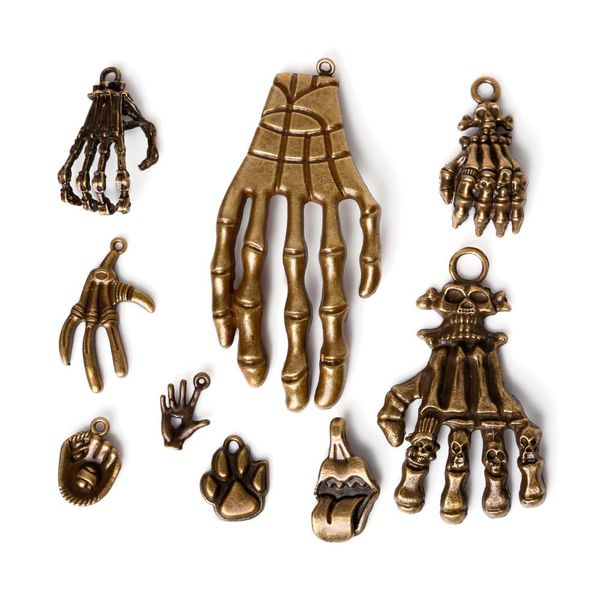 

30pcs/lot zinc alloy antique bronze plated bone hand charms vintage tibetan pendants diy bracelet necklace jewelry making diy, Bronze;silver
