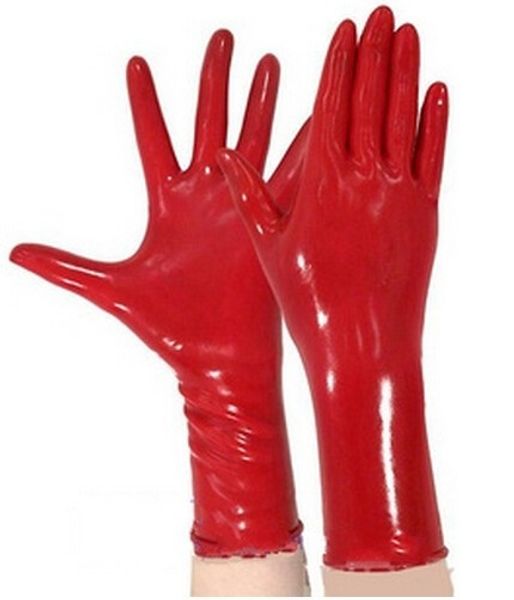 

100% natural latex short solid color latex gloves black red blue can choose color and size