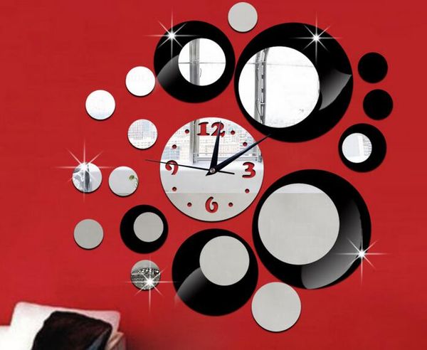 Mirror Wall Clock diy mirror wall clock bell circle composition decorative acrylic Mirror Wall Clock diy mirror wall clock bell circle composition decorative acrylic