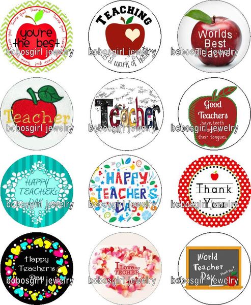 

happy teacher day glass snap button charm popper for snap jewelry good quality 12pcs / lot gl371 jewelry making, Crystal
