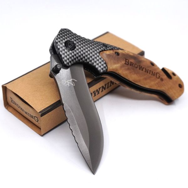 

12Pcs/Lot Browning X50 Folding Tactical Survival Knives 440C Steel Blade Material Wood Handle Pocket Knife Camping Hiking EDC Tools