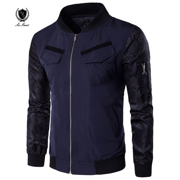 

wholesale- men's patchwork sleeve bomber jackets special pocket mens jackets fashion casual zipper male coats for mens reflective jacke, Black;brown