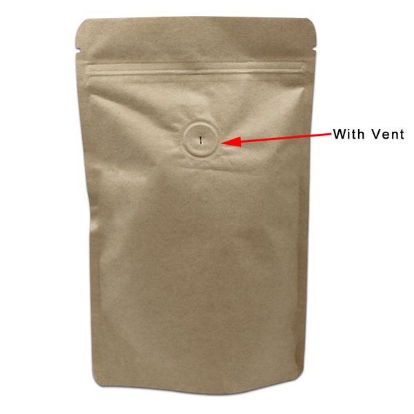 30 шт./лот Zip Lock Stand Up крафт-бумага чистая алюминиевая фольга пакет мешок кофе в зернах мешки для хранения продуктов питания с клапаном эвакуации воздуха