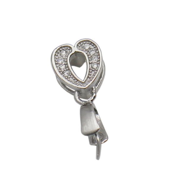 

beadsnice 925 sterling silver bail pendant clasp pinch charm connector heart shaped findings for pendants id 34644, Blue;slivery