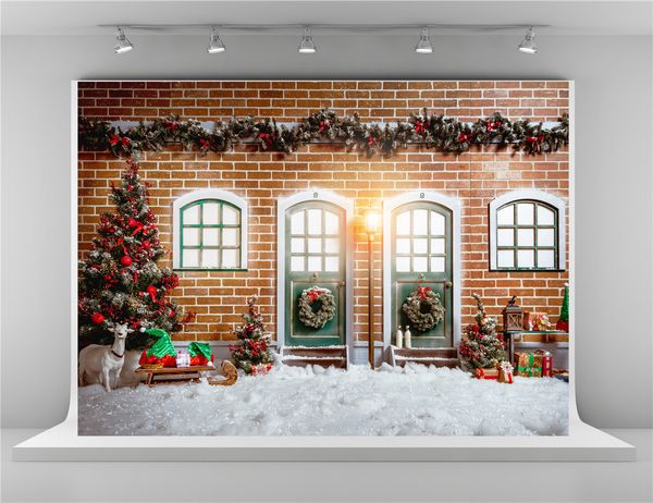 Grosshandel Red Brick Wall Backdrops Fur Fotografie Weihnachtsbaum Hintergrund 7x5ft Beleuchtung Hintergrund Fur Kinder Foto Requisiten Von Fanny08
