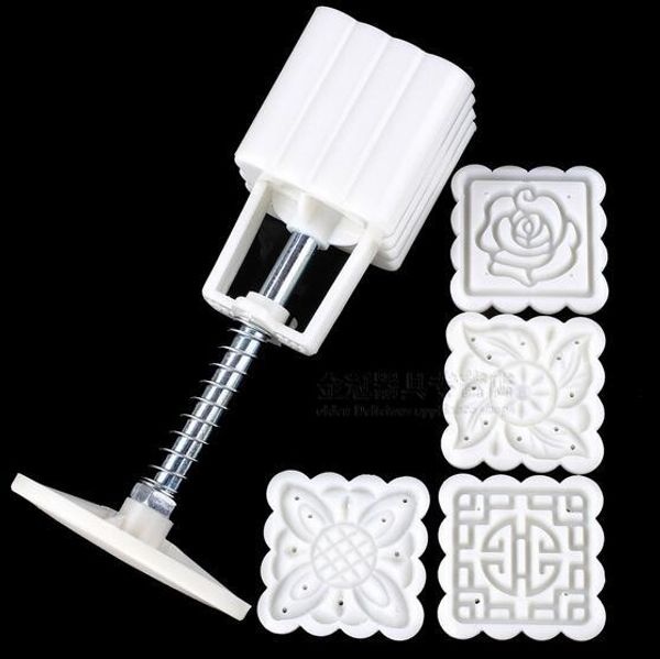 Nuovo arrivo 4 modelli Square Moon cake Fondente Sugarcraft Decorating Cookies Mold Mold Baking Tool Set