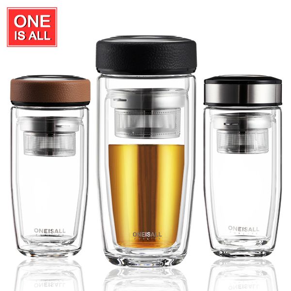 

new 350ml double water bottle car mounted scald proof glass bottle for water with stainless steel filter tea tumbler male