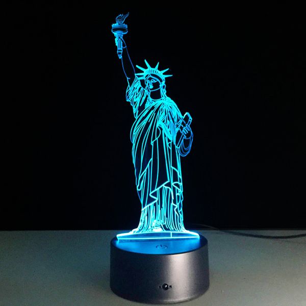

2016 Статуя Свободы 3D Оптическая иллюзия Лампа Ночной свет DC 5V USB Зарядка батареи AA Бесплатная доставка Dropshipping Бесплатная доставка