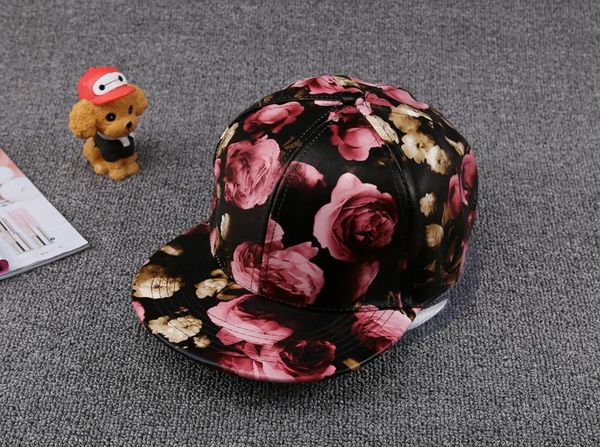 

baseball 6pcs/lot hip-hop snapback pattern hat pu caps rose fashion casual rose julbk